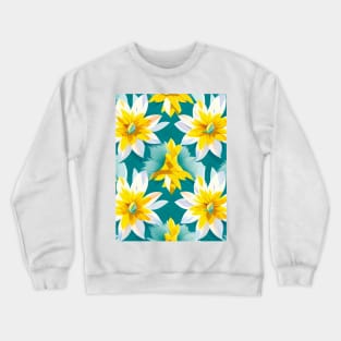 White Daffodils Geometric Artwork Crewneck Sweatshirt